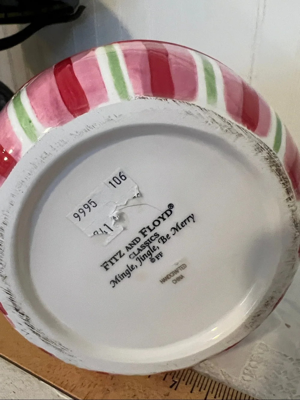 Fitz Floyd Mingle Jingle be merry porcelain water pitcher